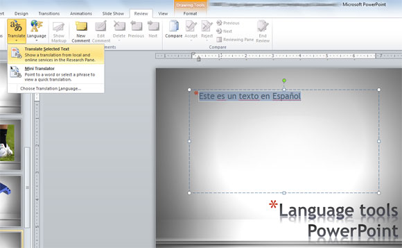 Como traduzir texto no PowerPoint