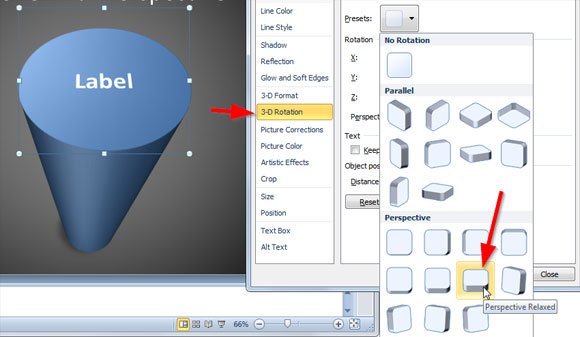 Powerpoint 10の中の3dコーン形状を使用して Powerpoint 10の中の3dコーン形状を使用して