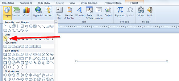 Gepunktete Linie in Powerpoint