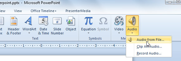 Как вставить звуковой файл в презентацию powerpoint
