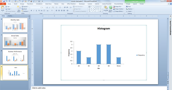 直方圖例如PowerPoint 2010中