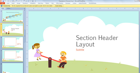 الأطفال مجانا قالب بوربوينت مع رسوم متحركة لبرنامج Powerpoint 2013
