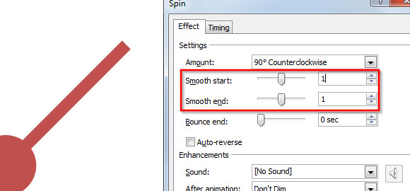 スピンアニメーションや図形でpowerpoint 10の中のスイング振り子を作ります