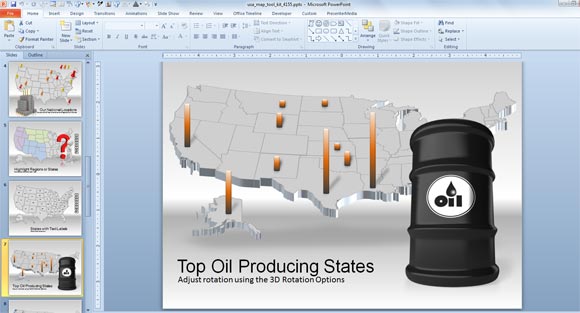 Powerpointのための米国の地図