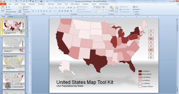 Powerpointのための米国の地図