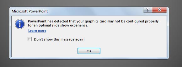 Power Point обнаружила, что ваша видеокарта не может быть правильно настроен