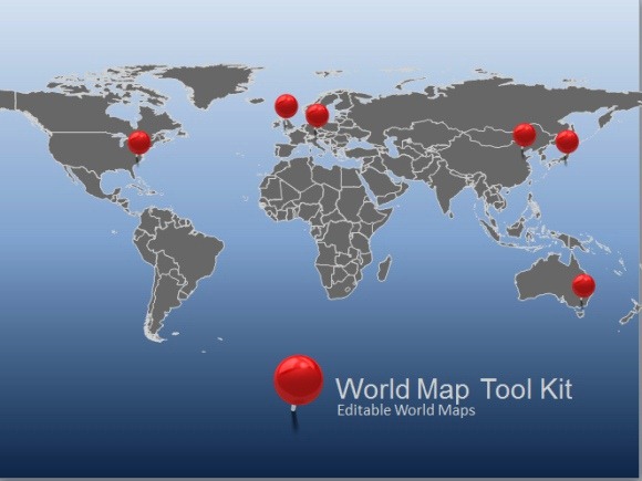 パワーポイントのためにアニメーションの世界地図ツールキット