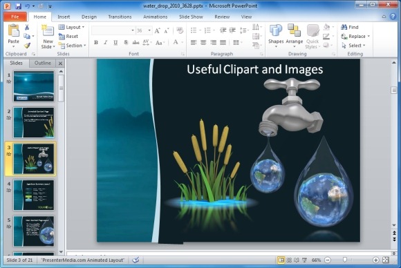 Animierte Wasser Tropfen Powerpoint Vorlage