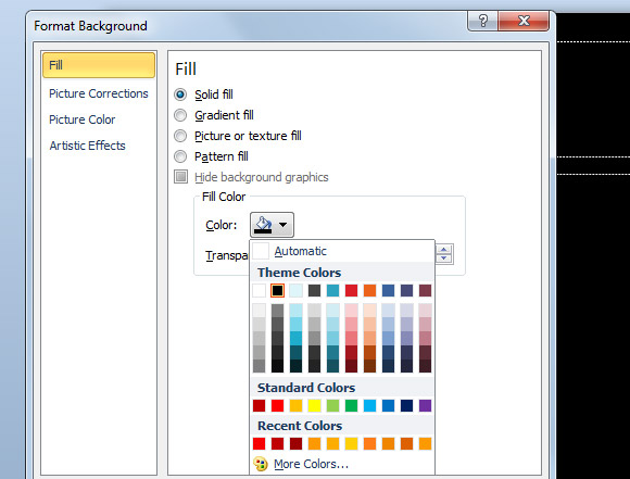 Черный слайд в PowerPoint