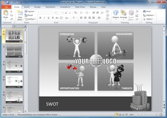 Animierte Swot Analyse Powerpoint Vorlage