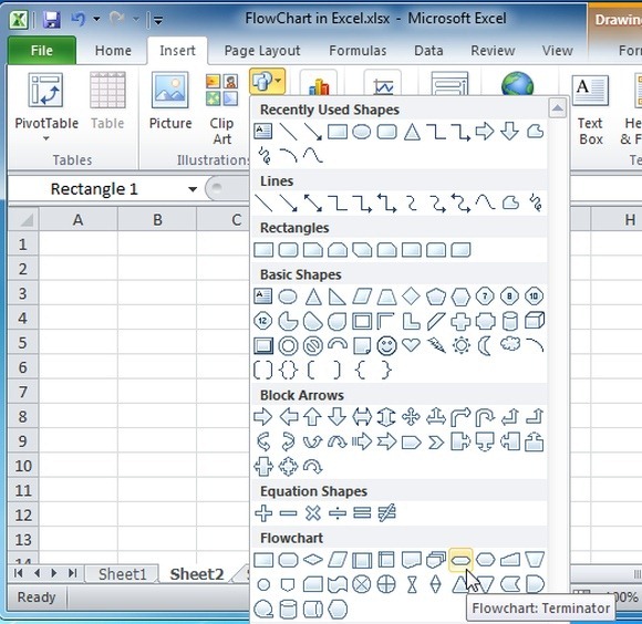 Flowchart Shapes in Microsoft Excel