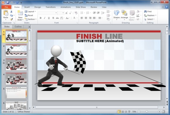 Finish Line Vorlage Fur Powerpoint Mit Animationen Und Rennen Flagge