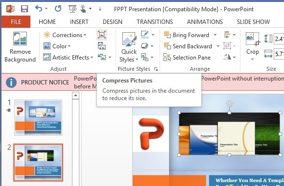 política Transitorio Suplemento Cómo comprimir imágenes en PowerPoint 2013 para reducir el tamaño del  archivo Presentación