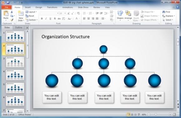 Organization Structure PowerPoint Template With Spheres