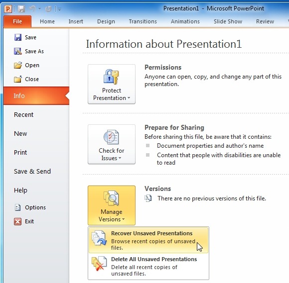 Как восстановить презентацию powerpoint если не сохранил
