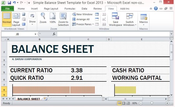 Sederhana Neraca Template Untuk Excel 2013 Dengan Modal Bagian Kerja