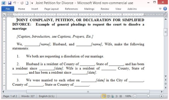 Buat Petisi Bersama Terletak Ditulis dan lengkap untuk Perceraian