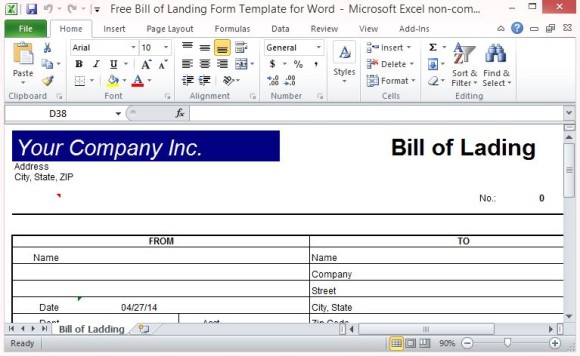 Criar um Bill of Lading Oficial