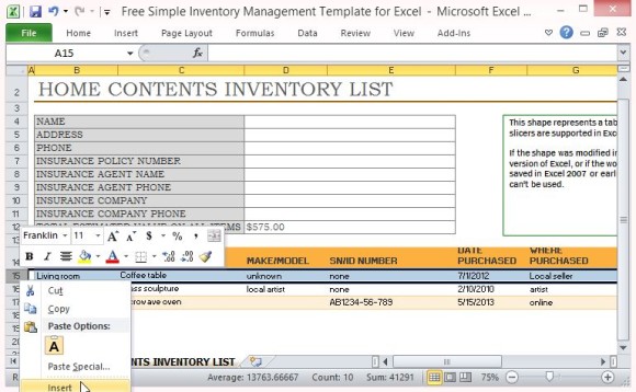 Home Contents Inventory List Template from www.homeppt.com