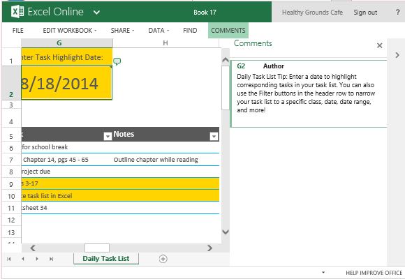 Plantilla diaria lista de tareas para Excel