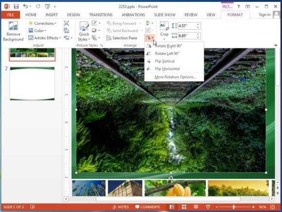Rotate picture in PowerPoint 2013