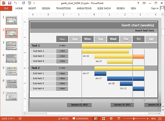 İnteraktif gantt Grafik PowerPoint şablonu