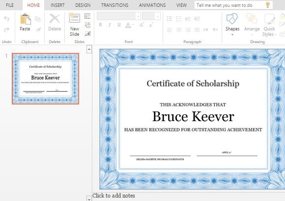 facilmente personalizável-bolsa-certificate-template-de-powerpoint