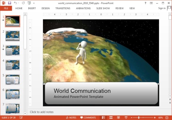 Szablon Animowane Świat Komunikacja PowerPoint