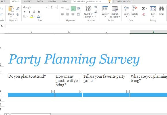 Partai Perencanaan Survey Form Template Untuk Excel