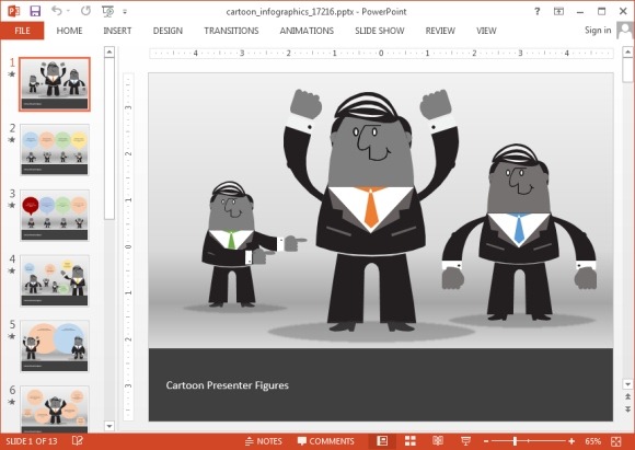 Animated cartoon infographics template for PowerPoint