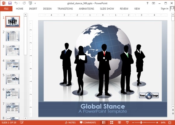 Global Stance шаблона бизнес PowerPoint