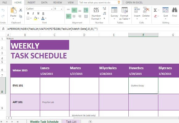 Wochentliche Task Liste Vorlage Fur Excel Online