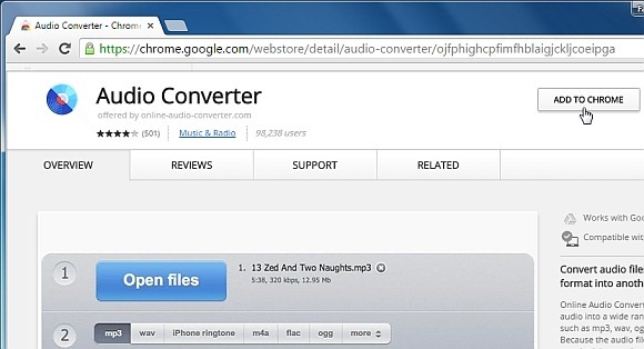 Add audio converter app to Chrome