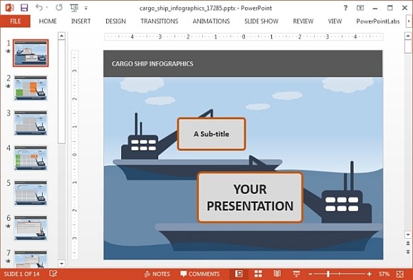 kargo animasi kapal PowerPoint Template