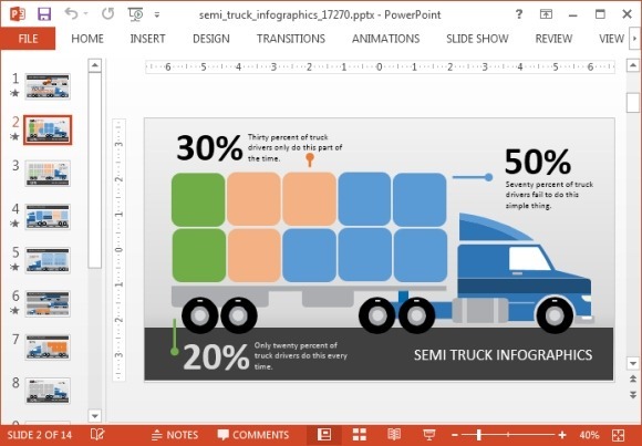 Animierte Lkw Infografik Powerpoint Vorlage