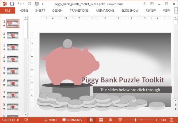Template animato Piggy Bank PowerPoint