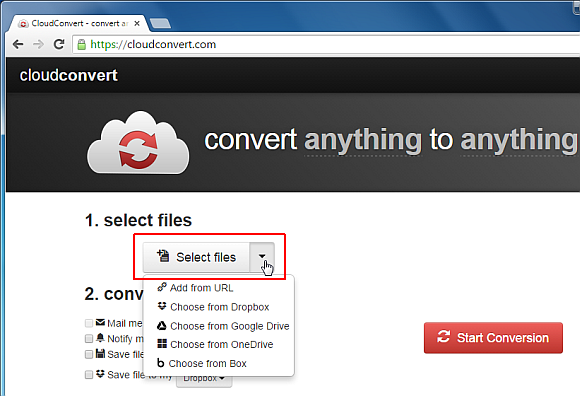 Converter qualquer arquivo para qualquer formato desejado em linha com CloudConvert