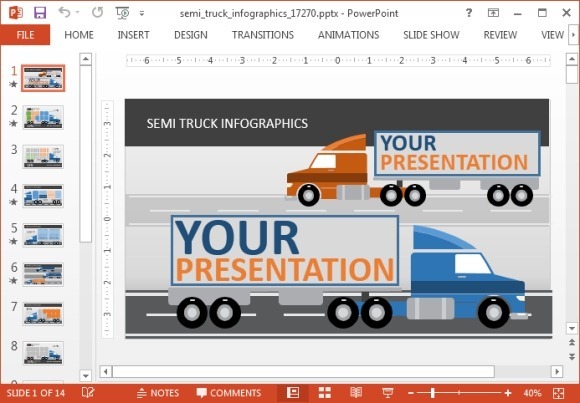 Szablon Animowane Ciężarówka Infografika PowerPoint