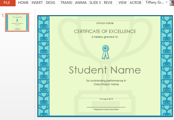 Certificate of Excellence Template Para o PowerPoint