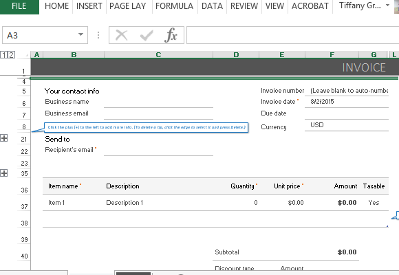 PayPal Template facturação para Excel