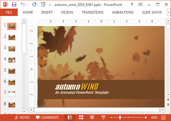 Modèle d'animation Autumn Wind PowerPoint