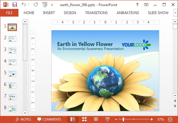 bumi animasi bunga PowerPoint Template