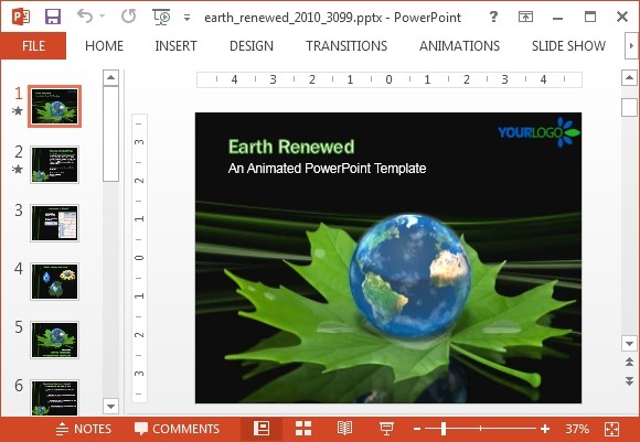 Animasyon yeryüzü yenilenen PowerPoint şablonu