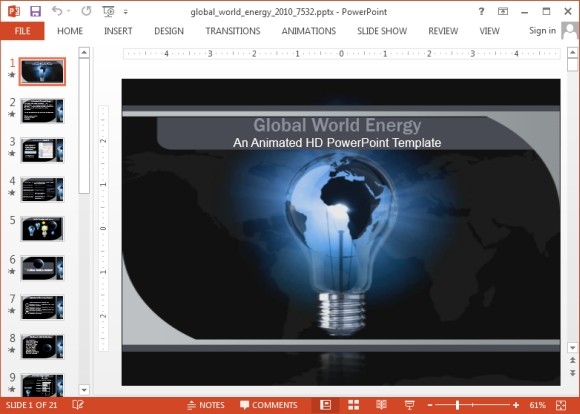 Шаблон Animated Глобальная энергия PowerPoint