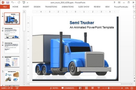 动画货运卡车的PowerPoint模板