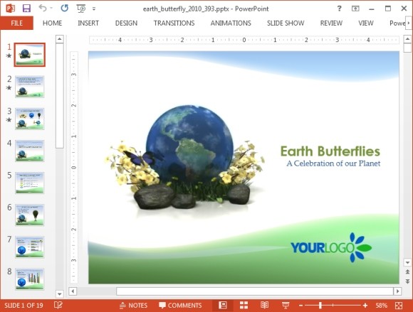 Шаблон Animated Green Earth PowerPoint