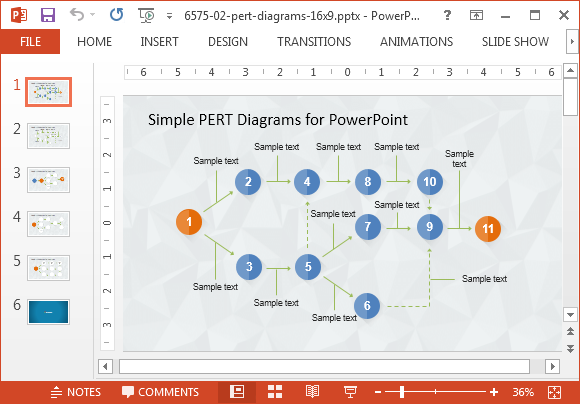 Semplice modello di diagramma PERT per PowerPoint