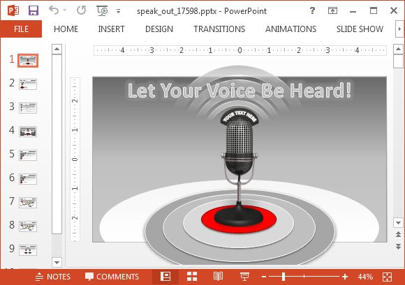 Animowane Speak Out PowerPoint Template