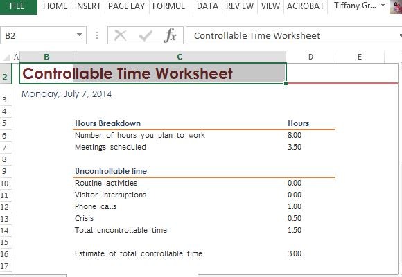 Dikontrol Waktu Lembar Kerja Untuk Excel