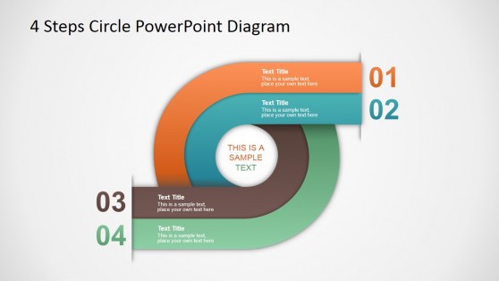 4 étapes modèle cercle diagramme pour PowerPoint